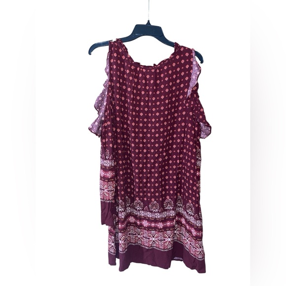 Knox Rose Sangria Red Women’s XXL Cold Shoulder Dress - Picture 2 of 6